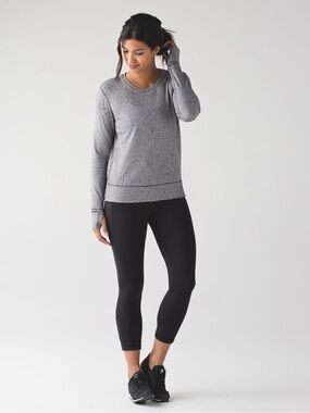 Lululemon Rush Hour Long Sleeve Running Luon Spray Jacquard White Black, Size 10